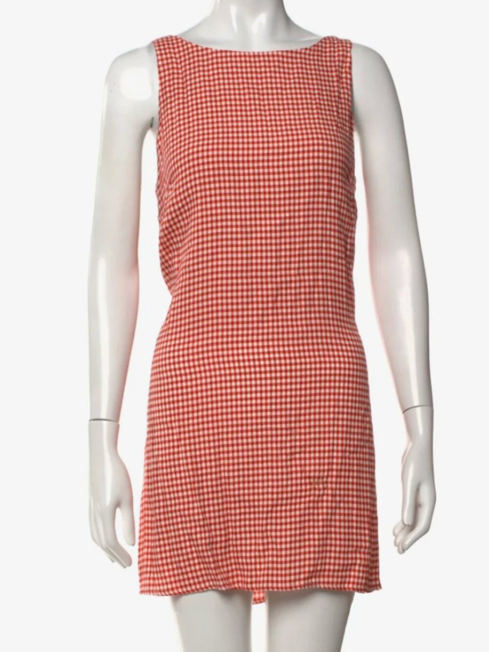 Reformation Rosemond Dress Strawberry Check Gingham 4 Red White Mini Open Back - Picture 4 of 9